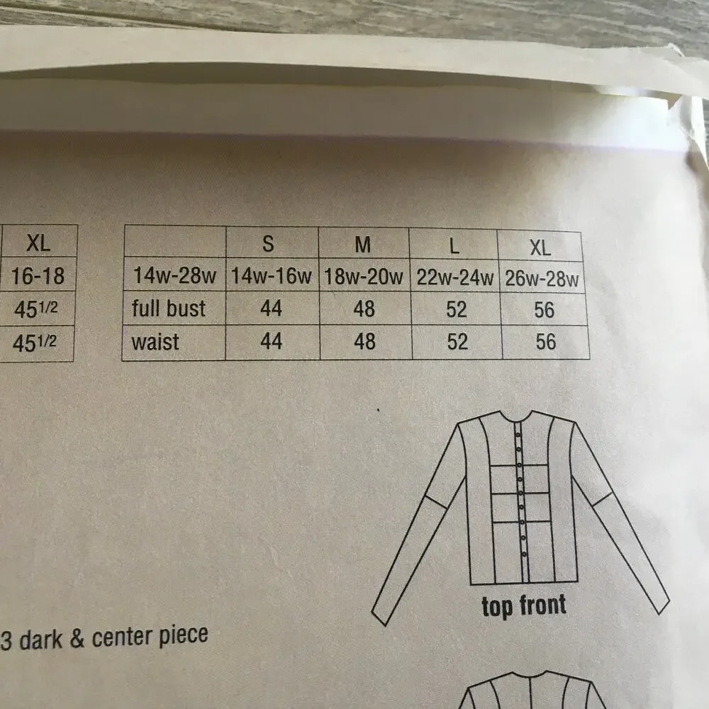 Silhouettes Sewing Pattern 750 Quilted Top Jacket Cottage Plus Size 14W-28WUNCUT